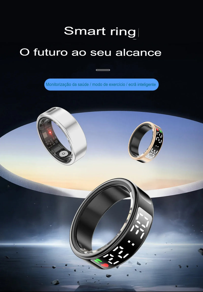 Anel Inteligente com Tela LED, Rastreador Fitness e Sono IP68 à Prova D'água