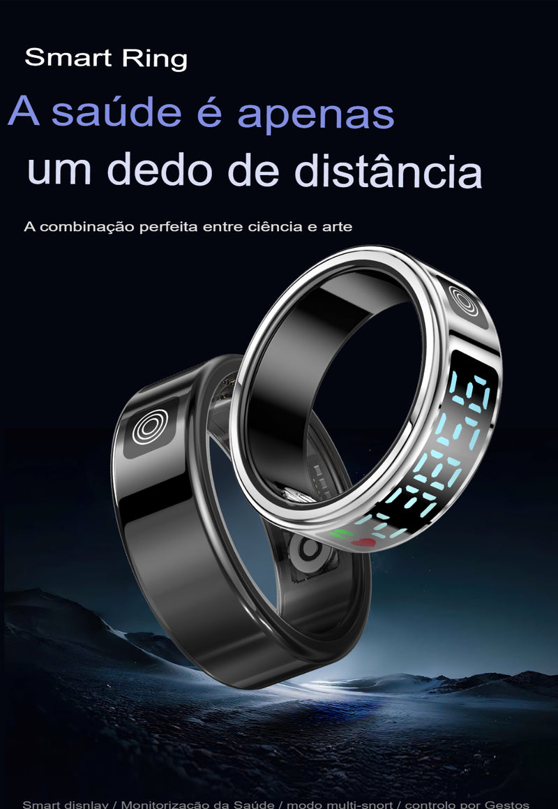 Anel Inteligente com Tela LED, Rastreador Fitness e Sono IP68 à Prova D'água